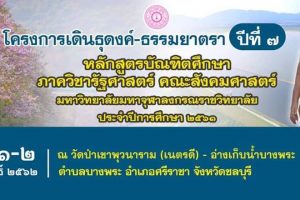 หลักสูตรบัณฑิตศึกษา​ ภาควิชารัฐศาสตร์ คณะสังคมศาสตร์ มจร ขอเชิญเข้าร่วมโครงการเดินธุดงค์ – ธรรมยาตรา