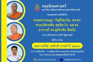 คณาจารย์​คณะสังคม​ฯ​ รับรางวัล​ผลงานวิจัย​ ระดับดี​ ประจำปี​ ๒๕​๖​๔​