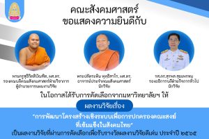 ผลงานวิจัยคณาจารย์คณะสังคมฯ ผ่านการคัดเลือกเพื่อรับรางวัลผลงานวิจัยดีเด่น ประจำปี ๒๕๖๕