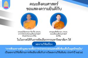 ผลงานวิจัยคณาจารย์คณะสังคมฯ ผ่านการคัดเลือกเพื่อรับรางวัลผลงานวิจัยดีเด่น ประจำปี ๒๕๖๕