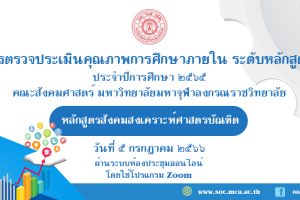 หลักสูตรสังคมสงเคราะห์ศาสตรบัณฑิต ตรวจประเมินคุณภาพการศึกษาภายใน ระดับหลักสูตร ประจำปีการศึกษา ๒๕๖๕